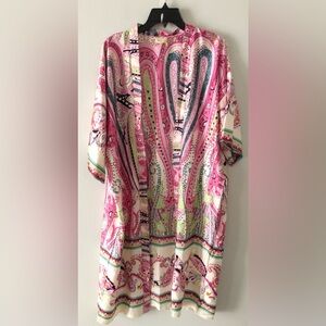 🔥Selena. L Silk Pink Paisley Print Kimono